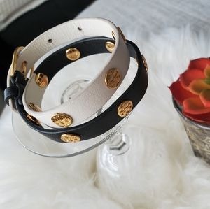 Black and white doble wrap Tory Burch bracelet